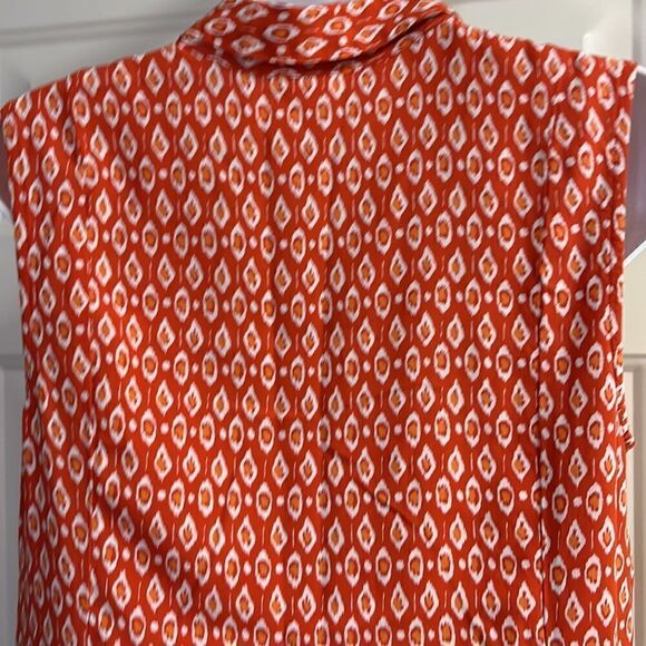 J. Jill Sleeveless Orange Red Abstract Design Rayon Button Down A-line Top-Small - Picture 8 of 16